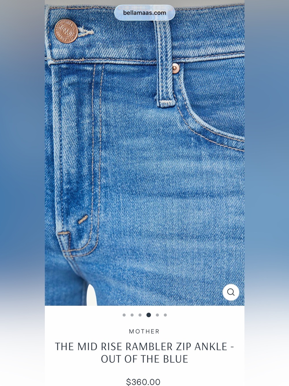 MOTHER Mid Rise Zip Rambler Ankle Jeans Out Of The Blue Stretch Denim Sz 28 - Picture 8 of 8